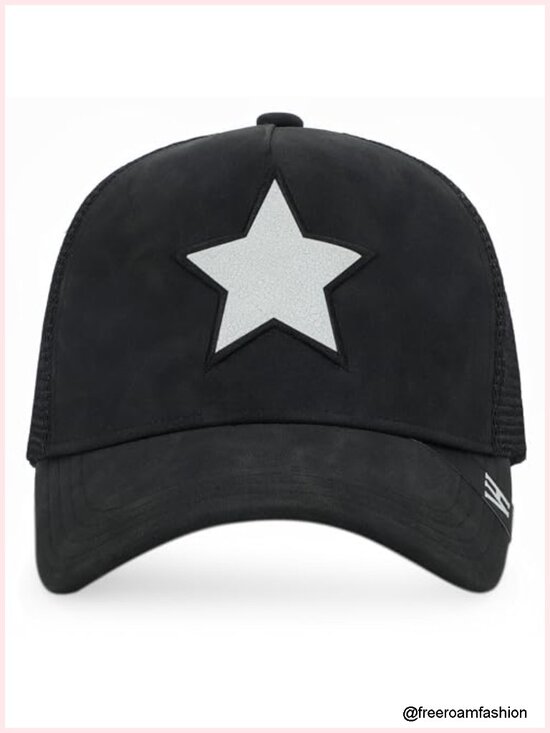 Vintage Havana Trucker Hat Mesh Adjustable Snapback Faux Nubuck Leather Star main image 4